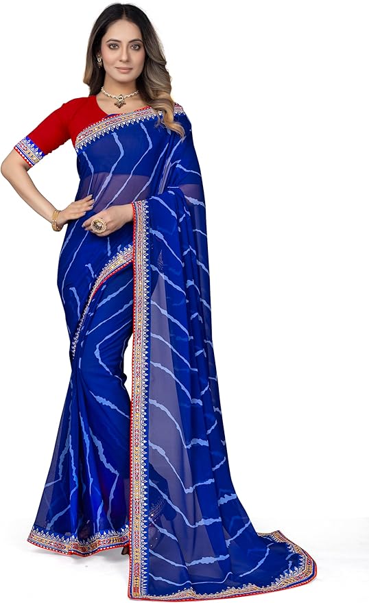 Art Silk Saree for Women Printed Indian Sari with Unstitched Blouse Georgette Saree With Unstitched Blouse